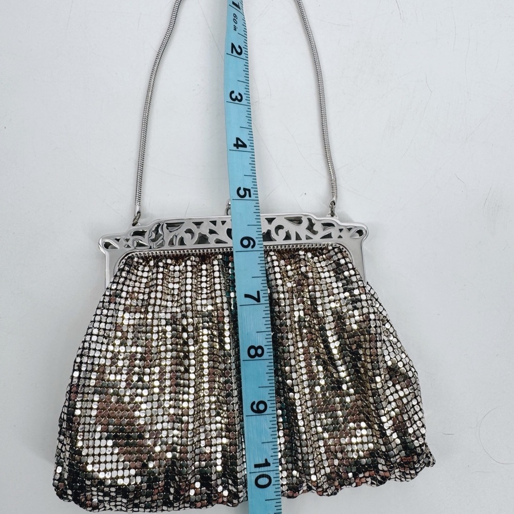 Vintage Whiting & Davis Silver Mesh Evening Bag Art Deco Frame Mirror - Picture 10 of 11